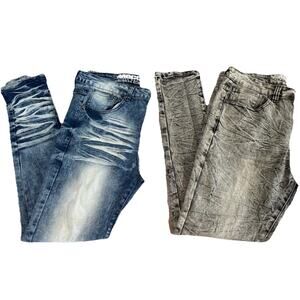 X2 Pair Vintage Y2K Mecca Hip Hop Grunge Skate Gray Jeans Size 36 Stretch